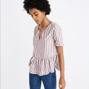 Madewell Stanza Ruffle-Hem Top in Stripe